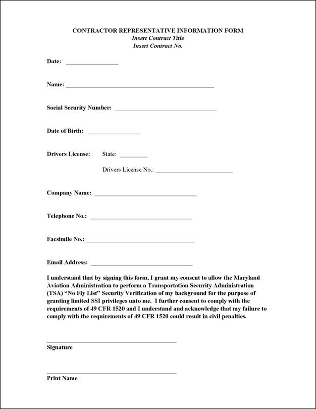 Appendix 7A - Standard Forms